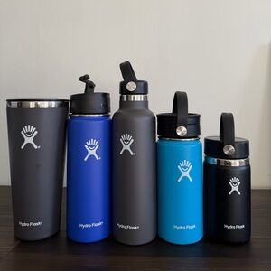 Hydro Flask lot of 5 water bottler lids blue grey black metal stainless steel